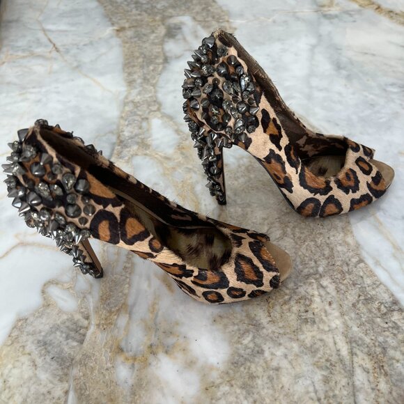 NWT Sam Edelman Lorissa Pony Leopard Spiked Heels - Picture 4 of 14